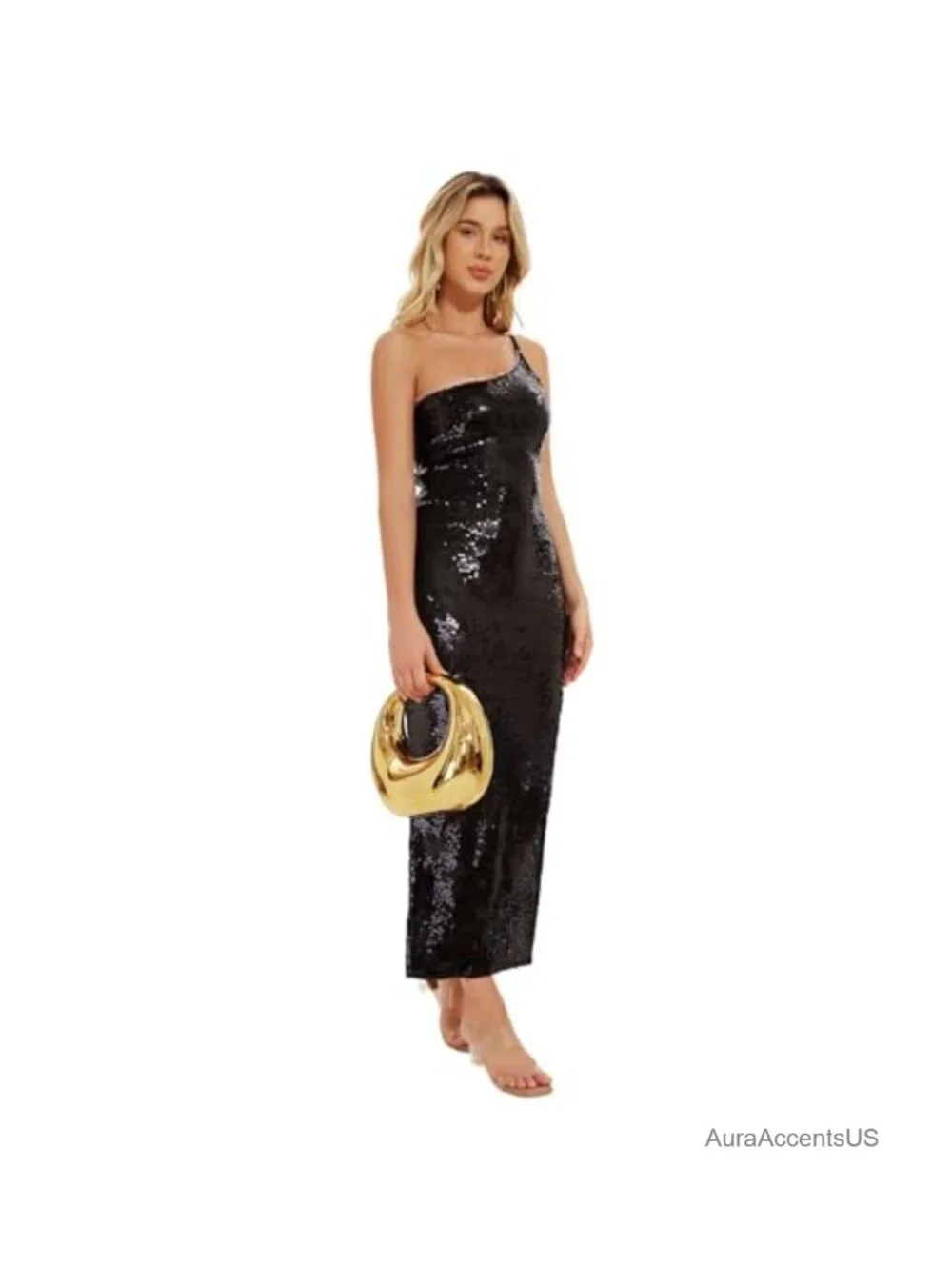 Acrylic Metal Moon Clutch Evening Bag Wedding Purse Crossbody Detachable Chain